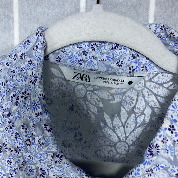 Zara Women's Light Blue Sheer Cropped Blouse * - Picture 3 of 6